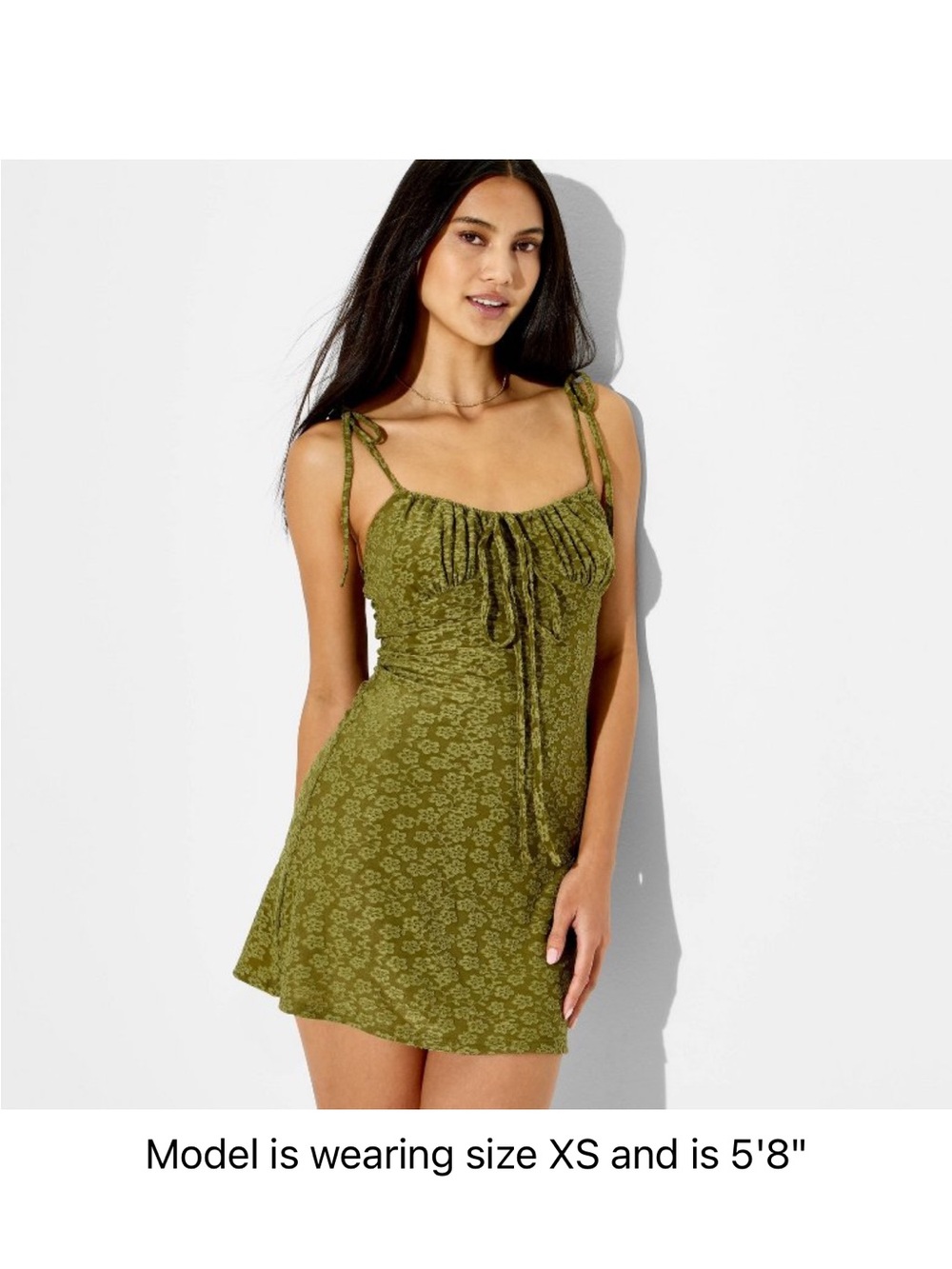 NWT Target Wild Fable Olive Green Floral Tie-Shoulder Dress
